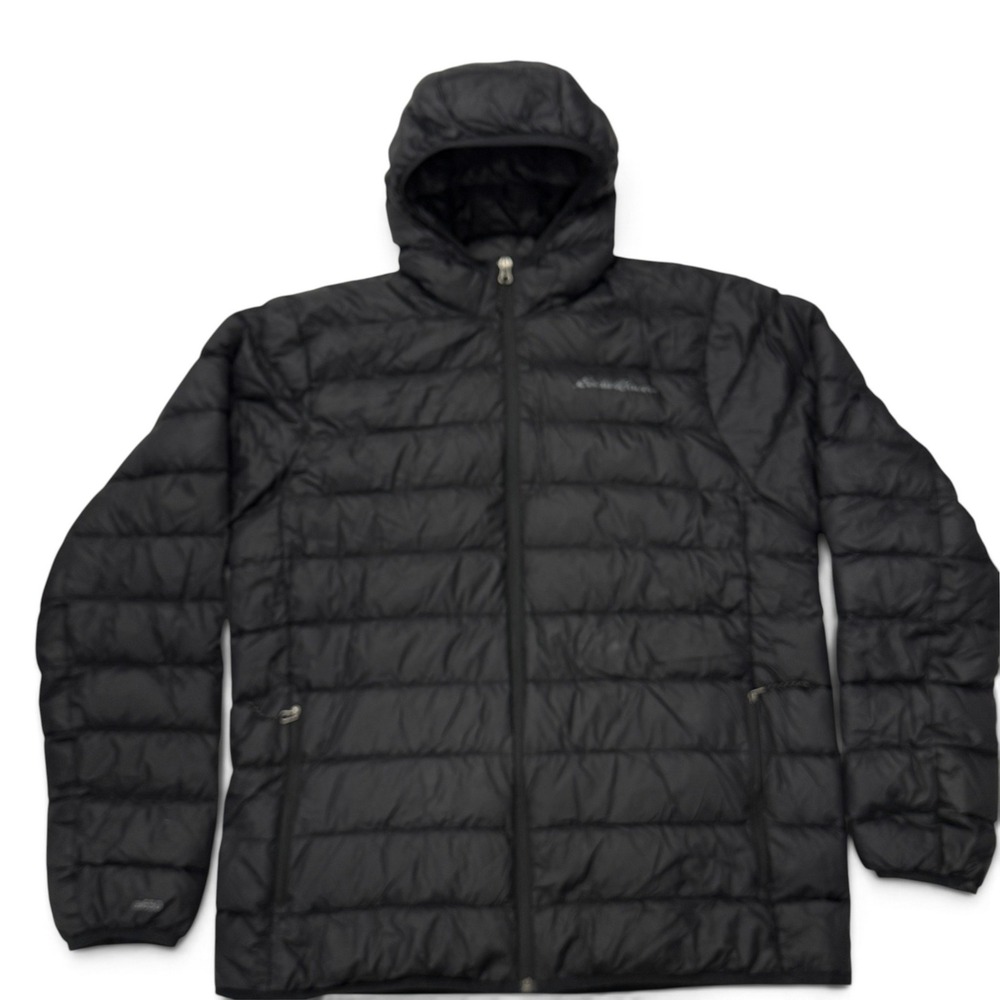 Eddie Bauer CirrusLite Hooded Jacket Mens Large Black 650 Down Puffer 1318924